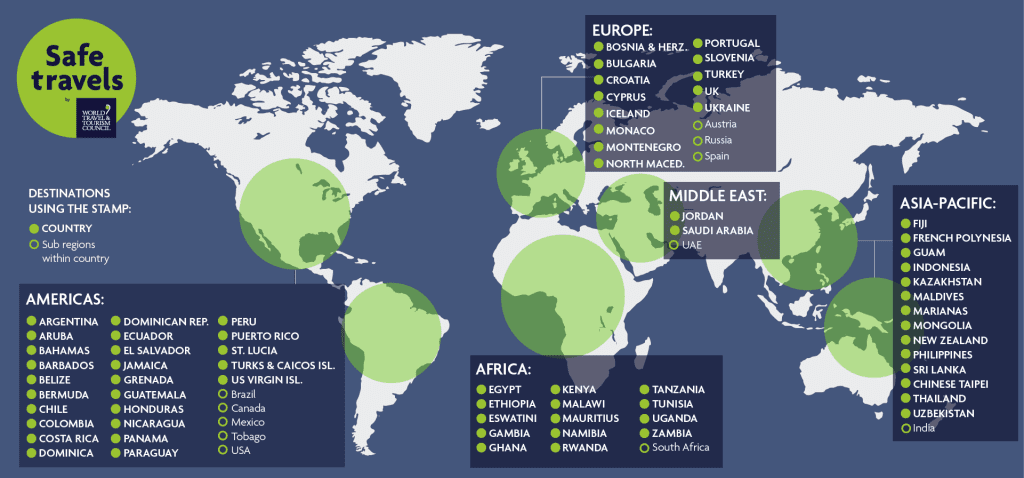 Safe travels destinations map